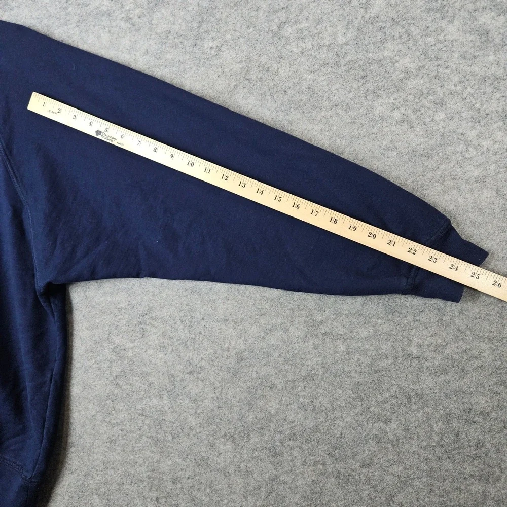 Lands End Unisex Navy Blue Quarter Zip Sweatshirt Size L 100% Cotton Mock Neck